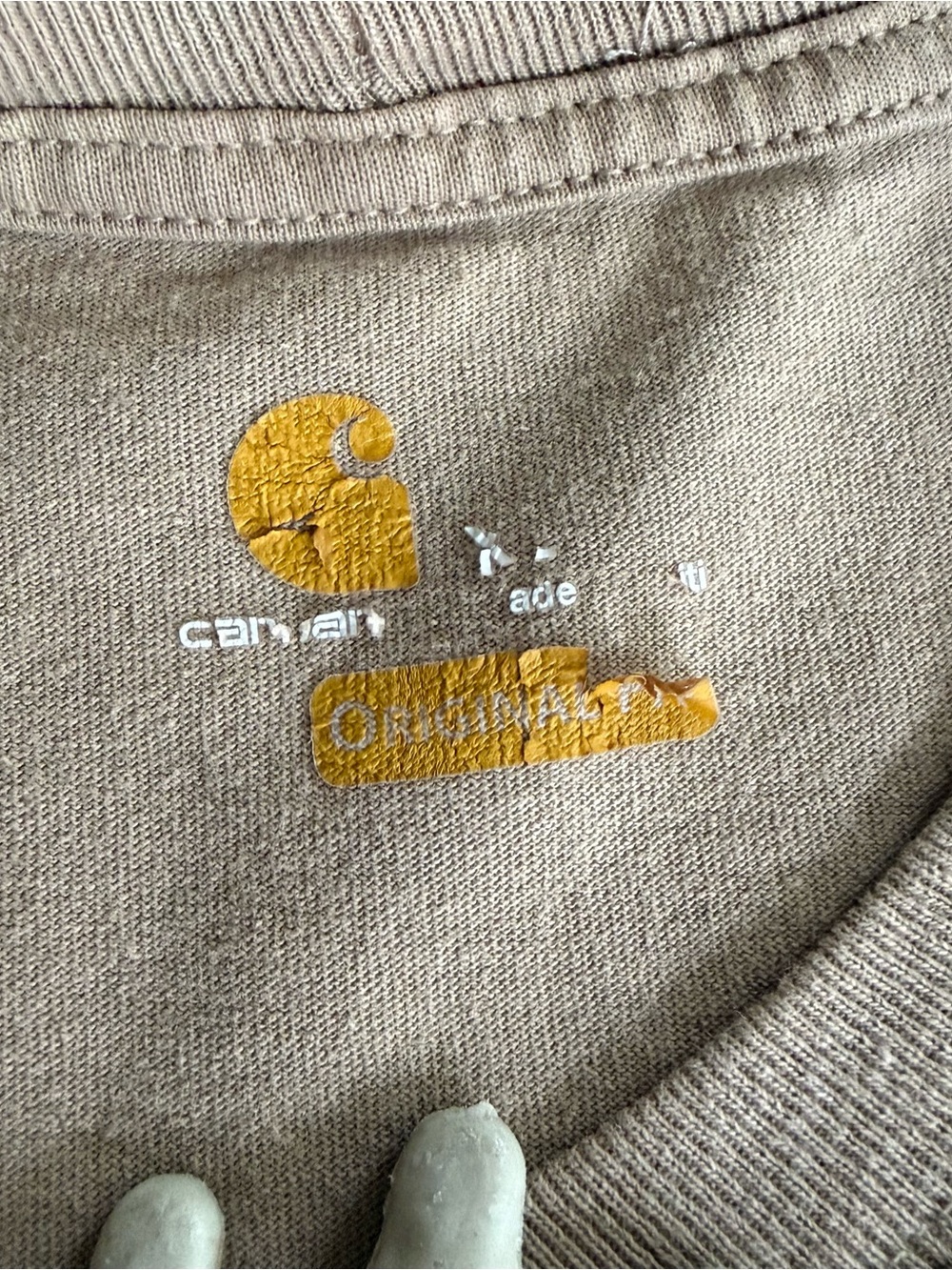 💀 SOLD 💀 Carhartt Desert Tan Bleached Cropped Boxy Short Sleeve Pocket Tee ~ 2XL - Picture 6 of 6